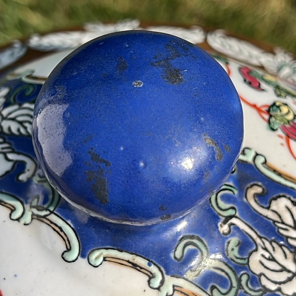 VTG Chinese Export Chinoiserie Handpainted Porcelain Large Soup Tureen Signed - Picture 14 of 17